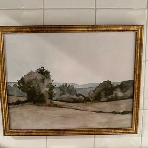 Framed abstract landscape canvas